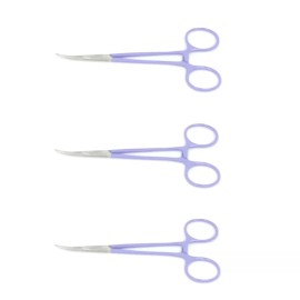 Unbranded 3 Premium Kelly Hemostat Forceps 5.5" Curved "Fine" Locking Handle "Purple"Color