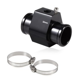 SPEEDWOX 32mm 1-1/4 Inch Water Coolant Temperature Sensor Adapter, Aluminum Alloy Radiator Hose Adapter with 2 Pcs Stainless Steel Hose Clamps for Temp Sensor and Gauge