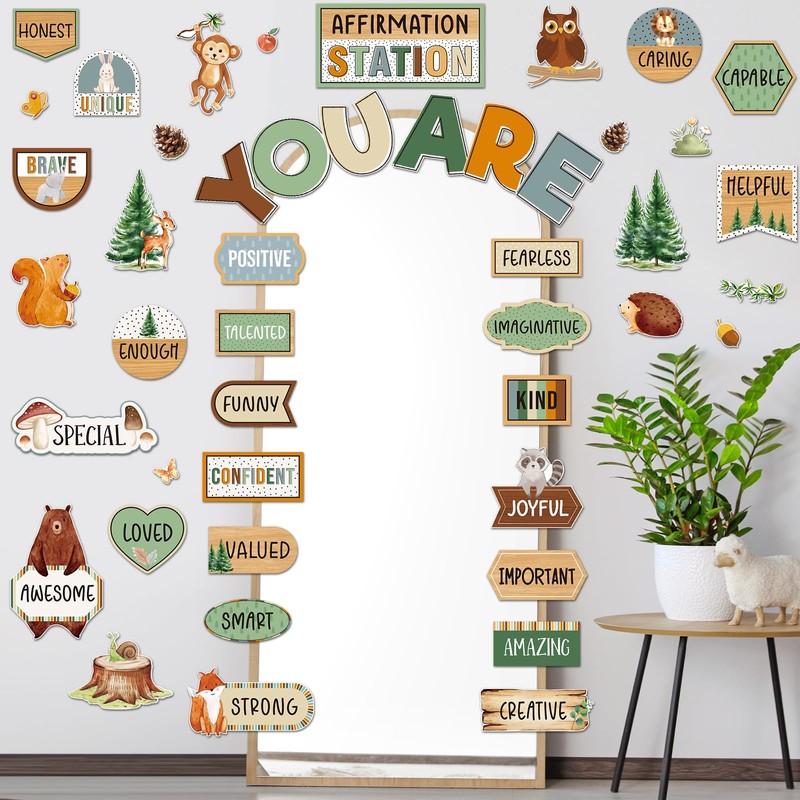 Weekgrat 45pcs Bulletin Board Set Motivational Posters Classroom Mirror Growth