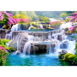 AIRDEA DIY Waterfall Diamond Painting Set Adults Children Fantasy Diamond Painting Pictures 5D Landscape Diamond Art Waterfall Diamond Painting Set Cross Embroidery Painting Kits 30 x 40 cm