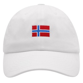 JPAK Norway Flag Premium Dad Hat Embroidered Cotton Baseball Cap Norwegian Scandi White