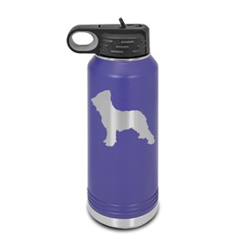 Briard Laser Engraved Water Bottle Customizable Polar Camel Stainless Steel with Straw - Dog Canine pet Purple 32 oz
