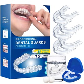 Pack of 6 Grinding Splints for Night in 2 Sizes, Malleable Tooth Splint Mouth Guard Against Teeth Grinding & Bruxism, Snoring Splint, Bite Splint, Reusable, Transparent