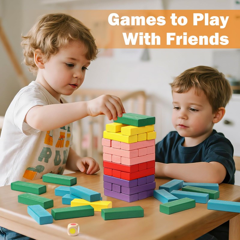Lewo Wooden Stacking Board Games Building Blocks for Kids Boys