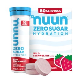 Nuun Nuun Zero Sugar Hydration Electrolyte Tablets - Sodium, Potassium, Chloride, Calcium, Magnesium, Light & Delicious Fruit Flavors, No Sugar, Gluten Free, Vegan, Wild Strawberry (80 Total Servings)