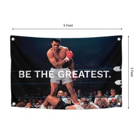 Be the Greatest Flag - Motivational Gym Flag 3x5 Feet with Four Brass Grommets - Home Wall Posters for Guys and Man - Muhammad Ali Cool Motivation Banners Decorations Outdoors or Indoors for Boys