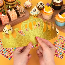 MGZTTHW Gold Felt Crown Hats Diy Glitter Birthday King Crowns Craft Prince Princess Crown Hats for School Classroom to Decorate