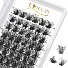 QUEWEL Cluster Lashes 72 Pcs Individual Lashes Wide Stem D Curl 12-18mm Length DIY Eyelash Extension False Lashes Individual Mega Styles Soft for Personal Makeup Use at Home (Mega-C-MIX12-18)