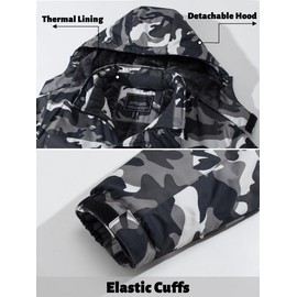 TACVASEN Men's Snow Jacket Warm Winter Climbing Windproof Waterproof Fleece Lined Travel Parka with Multi Pockets