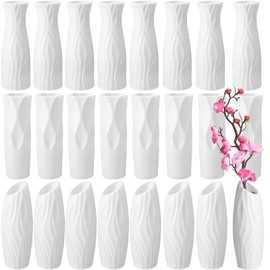 24 Pcs Composite Plastic Flower Vase Ceramic Look Plastic Vase Decorative White Vase Unbreakable Flower Vases for Centerpieces Small Tall Flower Vase for Living Room Table Home Decor (Stylish Style)