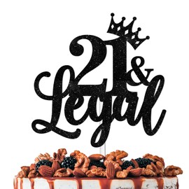Decoración para tartas con purpurina negra para decoración de fiesta de cumpleaños 21 para niñas y mujeres, suministros de decoración para fiestas de cumpleaños 21