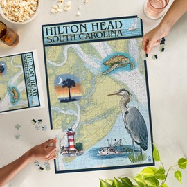 Lantern Press 1000 Piece Jigsaw Puzzle, Hilton Head, South Carolina, Nautical Chart