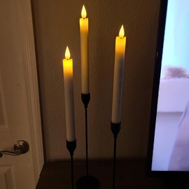 5plots Real Wax Flameless Taper Candles, 9.6 Inches Led Candlesticks with 3D Wick, Flickering Flame Battery Operated Candles for Wedding Christmas Decor, 6Pcs
