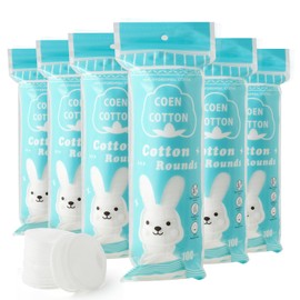 Premium Cotton Rounds, 100 Count (Pack of 6) Cotton Pads for Face, 100% Cotton Makeup Remover Pads, Soft & Non-Irritating for Most Skin Types