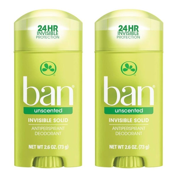 Ban Anti-Perspirant Deodorant Invisible Solid Unscented 2.60 oz (2 pack)