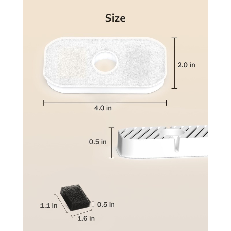 PEKTACO Replacement Filters for Wireless Cat Water Fountain SSPF-V04, 2.8L/95oz