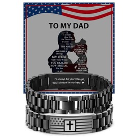 Cross Bracelet for Men Stainless Steel Mens American Flag Bible Verse Bracelet Birthday Gift Ideas First Communion Confirmation Baptism Christian Easter Gifts for Men Teen, American Flag-To Dad form