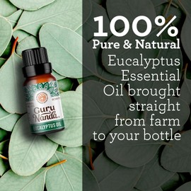 GuruNanda GuruNanda Eucalyptus Essential Oil -100% Pure, Natural and Undiluted Aromatherapy Oil for Diffusers - Aids in Congestion Relief - Perfect for Massages (0.5 Fl Oz)