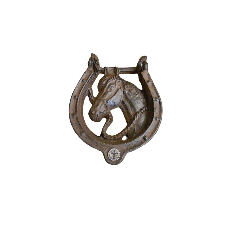 Cross Horseshoe Cast Iron Door Knocker, Housewarming, Unique Front Entry
