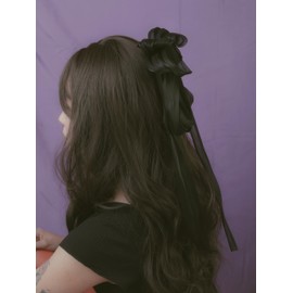 OJERRY Set of 2 Oversized Slouchy Black Sheer Chiffon Tri-Layered Hair Ribbon Bow for Women, Bow Hair Claw Clip Set, Old Money Dark Coquette Bow Aesthetic Gift Hair Accessories