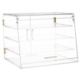 4-Tier Commercial Countertop Bakery Display Case Clear Acrylic Bread Box Pastry Cabinet for Kitchen Commercial Bakery EquipmentOpening Method: Dual Magnetic Door+Flip-Up Door, Number of Layers: 3