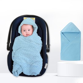 Swaddling Blanket, Baby Blanket for Baby Seat, Pram, Cuddly Blanket, 90 x 90 cm, Waffle Fabric, Universal Baby Blanket for Buggy, Car Seat (Single Layer Blue)