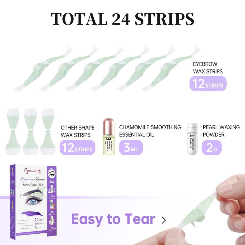Beauty7 Wax Strips, Cold Wax Depilation Strips, Eyebrows, Cold Wax