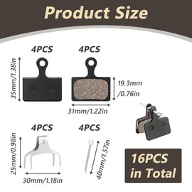 4 Pairs Bike Brake Pads, Disc Bicycle Brake Pads for Shimano M315 M355 M515 M525 C501 C601 M375 M395 M415 M416 M446 M465 M475 M485 M486, MTB Ebike Mountain Bike Brake Pads Replacement