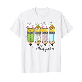 Happy Easter Day Easter Eggs Bunny Ears Pencil Teacher Life T-Shirt