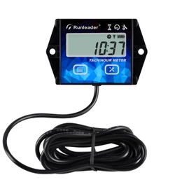 Runleader Digital Hour Meter Tachometer Gauge RPM Alert Backlights Display Battery Replaceable for 2/4 Stroke Small Gas Engine Used on Lawn Mower Generator Outboard Motor ATV Snowmobile Chainsaw
