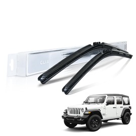 Clix Wipers - Wrangler (16"/16") Black Carbon Fiber Windshield Wiper Blades (All Wrangler Models), All-Weather Replacement - Complete Front Set of 2, Includes Quick Connect Clips (1997-2022)