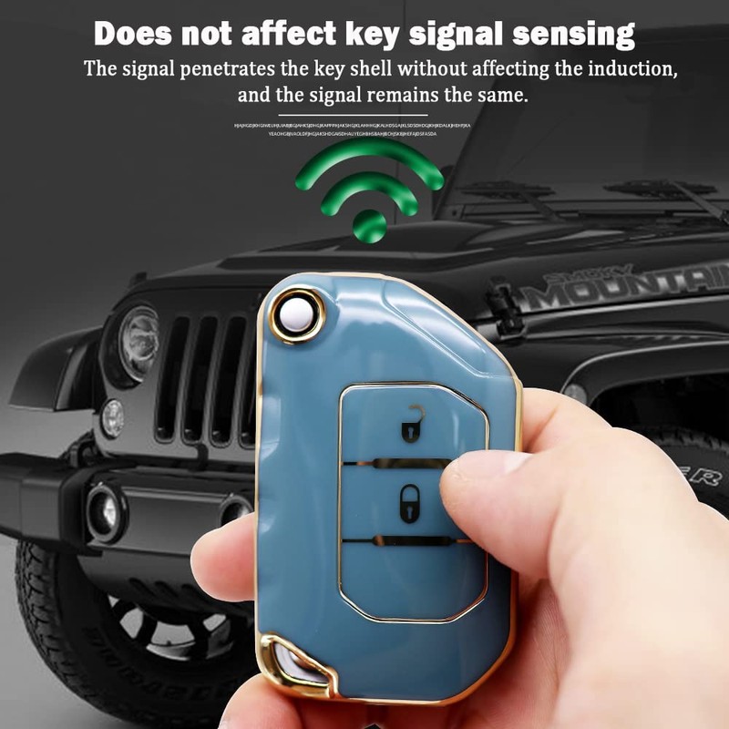 SANRILY 2 Button Key Fob Case for Jeep Wrangler Gladiator