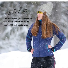 Wireless Beanie Headphone hat Women Winter Warm Knit Hats Cap Music Beanie with Headphones Built-in Stereo Speakers Mic for Outdoors Sports Running Skiing Woman Teenagers Her Snow White