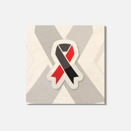 Unbranded Red And Black Ribbons Set - Atheism Symbol 4'' X 4'' Square Wooden Coaster