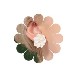 Inateannal Boho Camellia Pearl Earrings White Acrylic Flower Earrings Vintage Pearl Flower Earrings Acrylic Floral Stud Earrings Jewelry for Women and Girls