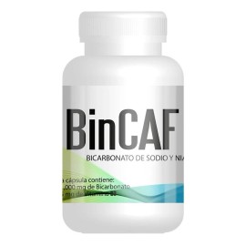 Bincaf 1000mg 5mg Vitamina B3 - Bicarbonado de sodio y niacina - 60 Capsulas Desacaf Biotec Sabor Natural                                             