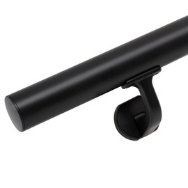 4 FT Handrails for Indoor Stairs,Deck,Slope,Modern Aluminum Handrail Set, Wall Mounted, Zink-Alloy Brackets, 1.4" Diameter System,Rust Free. (Matte Black, 4 FT)