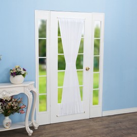 RHF Voile French Door Curtains - Sidelight 30W by 72L Set of 2 -White