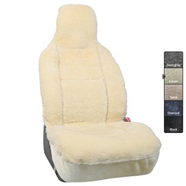 Aegis Cover Premium Australian Merino Sheepskin Car Seat Cover, Highback Easy-Install Universal Fit for SUV Truck Sedan Most Vehicles (FS-Cream)