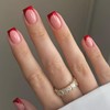 30 Pcs Red French Tip Press on Nails Short Square