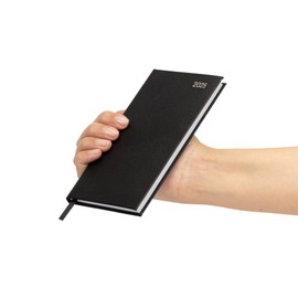 evelay 2025 Diary Week to View Slim Hardback Small Pocket Notebook Journal for School Home Office Personal Use (7cm x 14cm, Black)