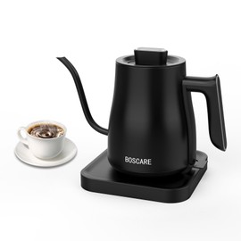 Wonder Comfort Electric Gooseneck Kettle 0.6L，1000W Fast Boiling Stainless Steel Hot Water Pot for Coffee Tea with Auto Shut-off,Steam Sensor ON/OFF Switch,Black