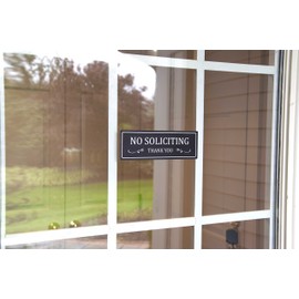 TRUSTY Indoor Outdoor No Soliciting Sign Removable Decal Sticker for Home Business (2" H x 6" W) Black