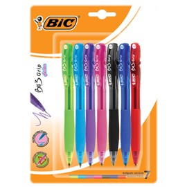 BIC Bolígrafo BU3 Medium Point 1.00 mm Retráctil Clip de Plástico Mejor Agarre Escritura Suave y Colorida Pen 7 Piezas Mix de Colores
