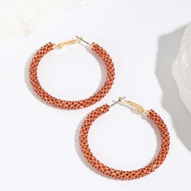 JINGDR Multcolors Cubic Zirconia Hoop Earrings For Women Statement Oval Rhinestone Hoop Earrings 14K Gold Plated Chunky Hoop Earring Dainty Lightweight Big Earrings Trendy Jewelry(red)