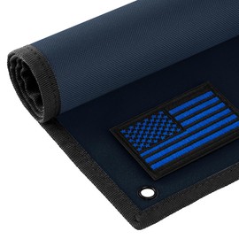 IronSeals Tactical Board Patch Organizer Holder Display with Loop Surface, Steel Ring and Flag Patch (M: 85 x 70CM/ 33" x 27.5" x 17.7", Navy Blue + Flag Patch)