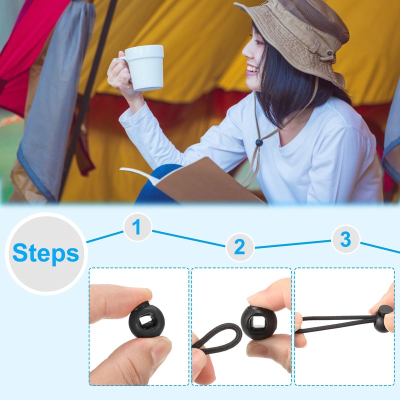 PATIKIL Plastic Cord Lock, 10 Pack Single Hole Toggle Stopper