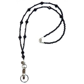 Short Super Slim Beaded Breakaway Lanyard, Made in USA Petite Women, ID Holder Badge Card Holder Teacher Keys Keyring Cruise Phone 28-30"