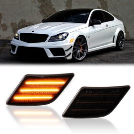 DERMOKA LED Side Marker Lights for 2008-2011 Mer'cedes-Benz Pre-LCI W204 C250 C300 C350 & 2008-2013 C63 AMG & 2005-2007 SL66 AMG, Smoked Len 2PCS (Amber)