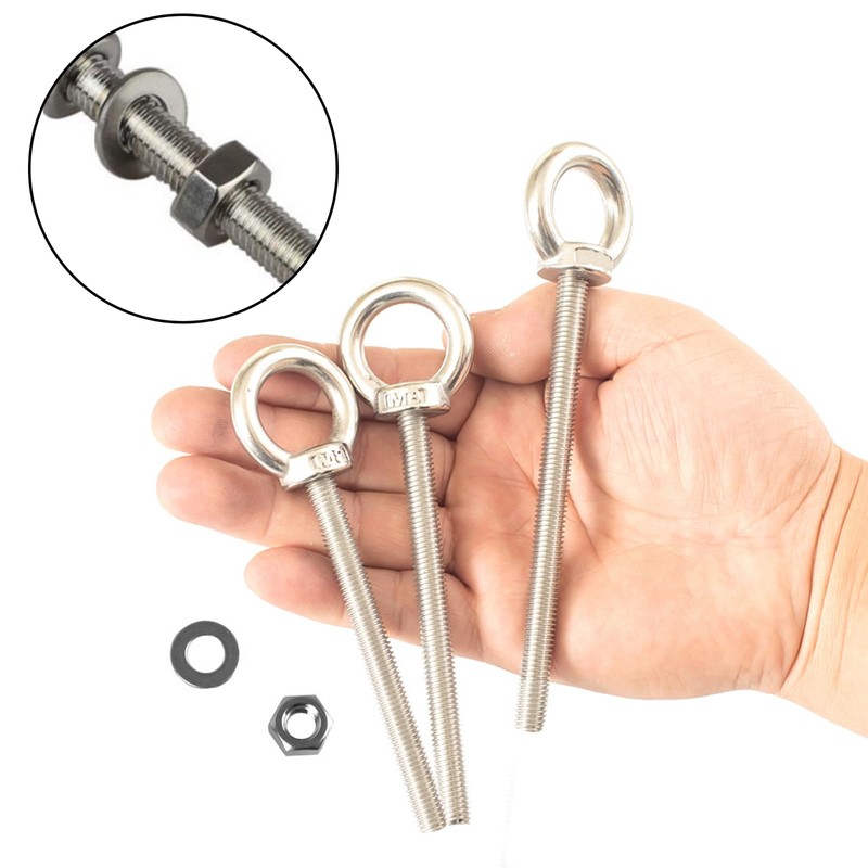 2Pcs Rustproof Lifting Shoulder Eye Bolt Metal Heavy Duty EyeBolts